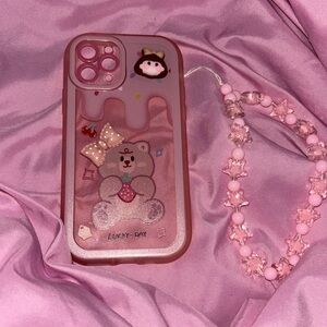 Pink teddy bear phone case